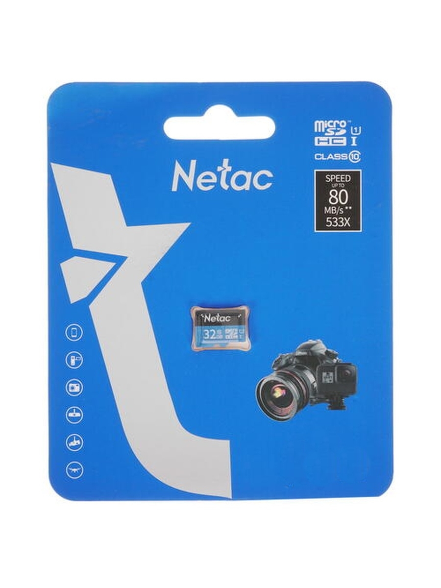 MicroSD  64GB  Netac  P500  Standard  Class 10  UHS-I (90 Mb/s) без адаптера