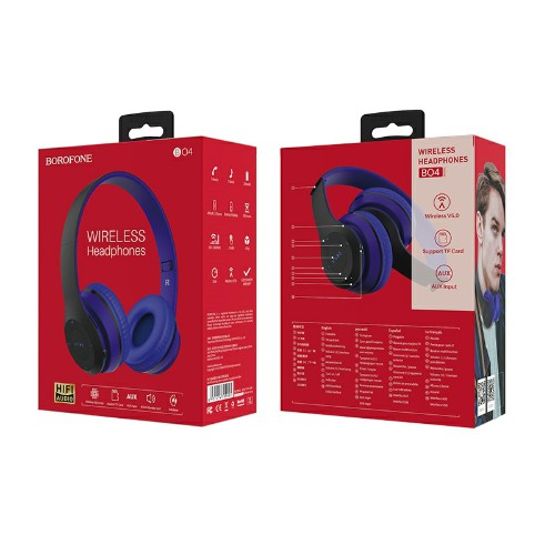Наушники полноразмерные Borofone BO4, Charming rhyme, bluetooth, microSD, AUX, цвет: синий (1/12/36)