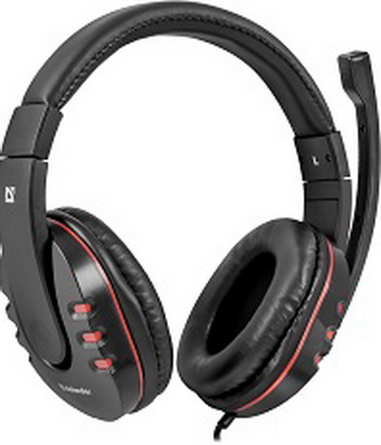 Игровая гарнитура DEFENDER Warhead G-160, полноразмерная, шнур 2.5 м, черный/красный (1/20)