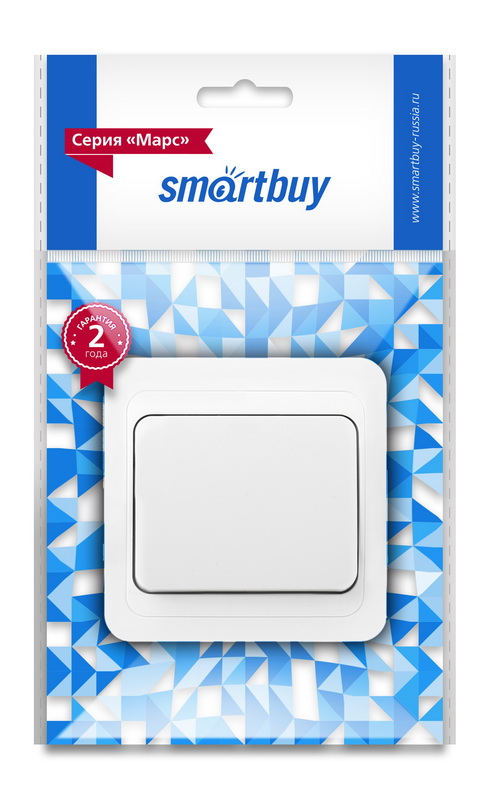 Выключатель SMARTBUY скрытая установка, 1-клавишный 10А белый "Марс" (SBE-02w-10-SW1-0) (1/10)