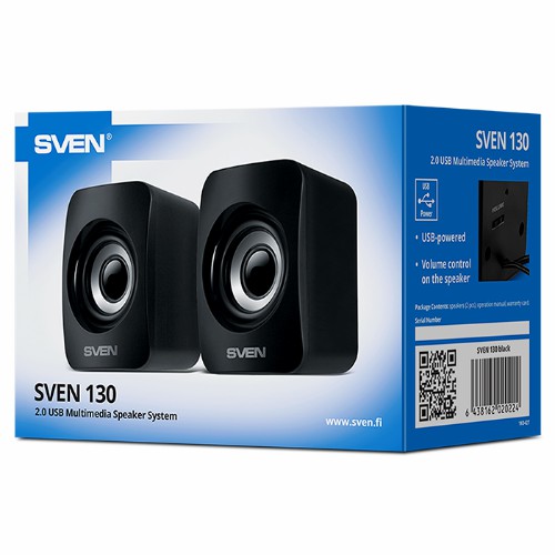 Акустическая система 2.0 АС SVEN 130, 6Вт, питание USB, черный (1/20)