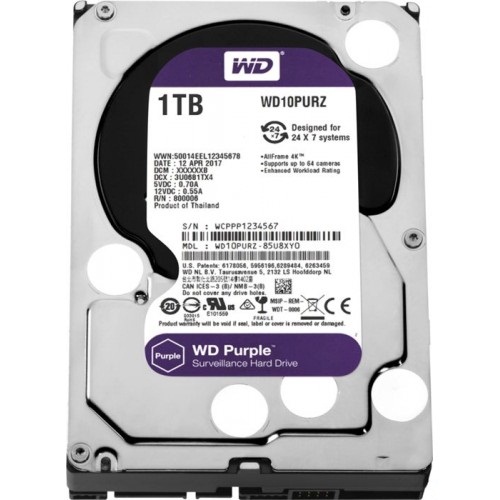 Внутренний HDD  WD  1TB  IntelliPower, SATA-III, 5400 RPM, 64 Mb, 3.5'', DV, пурпурный