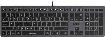 Клавиатура проводная A4TECH Fstyler FX60H серая/белая USB slim Multimedia LED, серая (1/10)