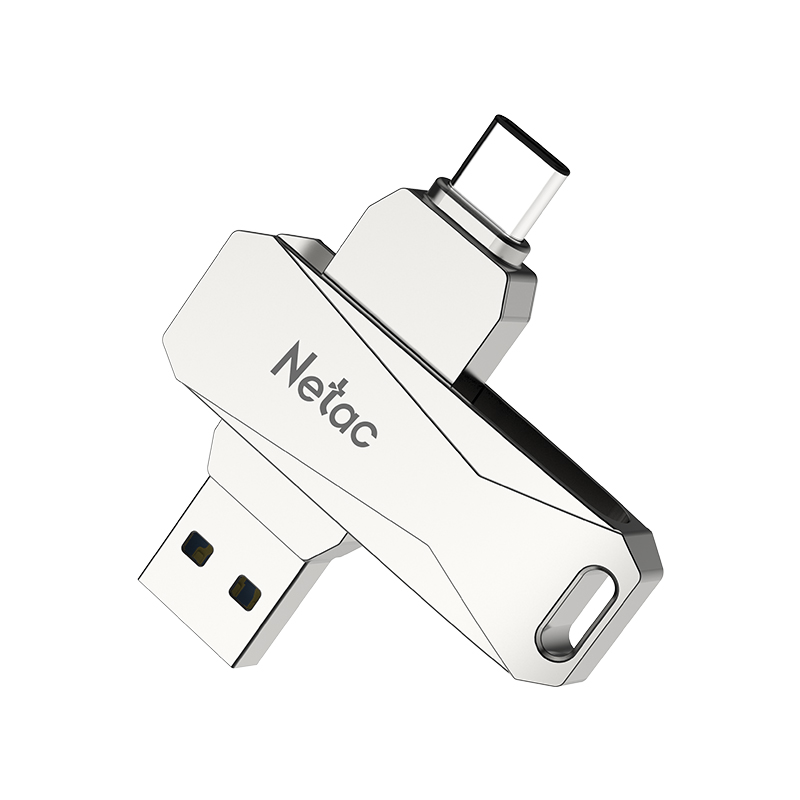 USB 3.0  256GB  Netac  U782C Dual  серебро  (USB 3.0/3.1 + Type C)