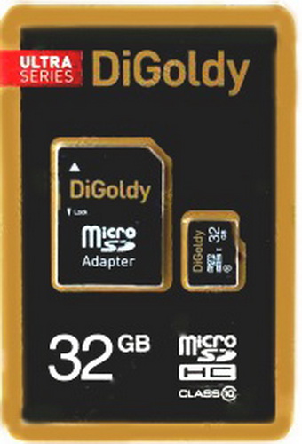MicroSD  32GB  DiGoldy Class 10 + SD адаптер