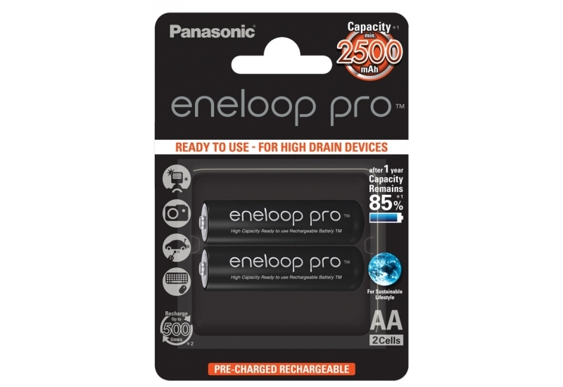 Аккумулятор PANASONIC  R6 eneloop pro BK-3HCDE/2BE (2500 mAh) (2 бл) (2/40)