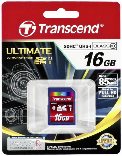 SDHC  16GB  Transcend Class 10 UHS-I
